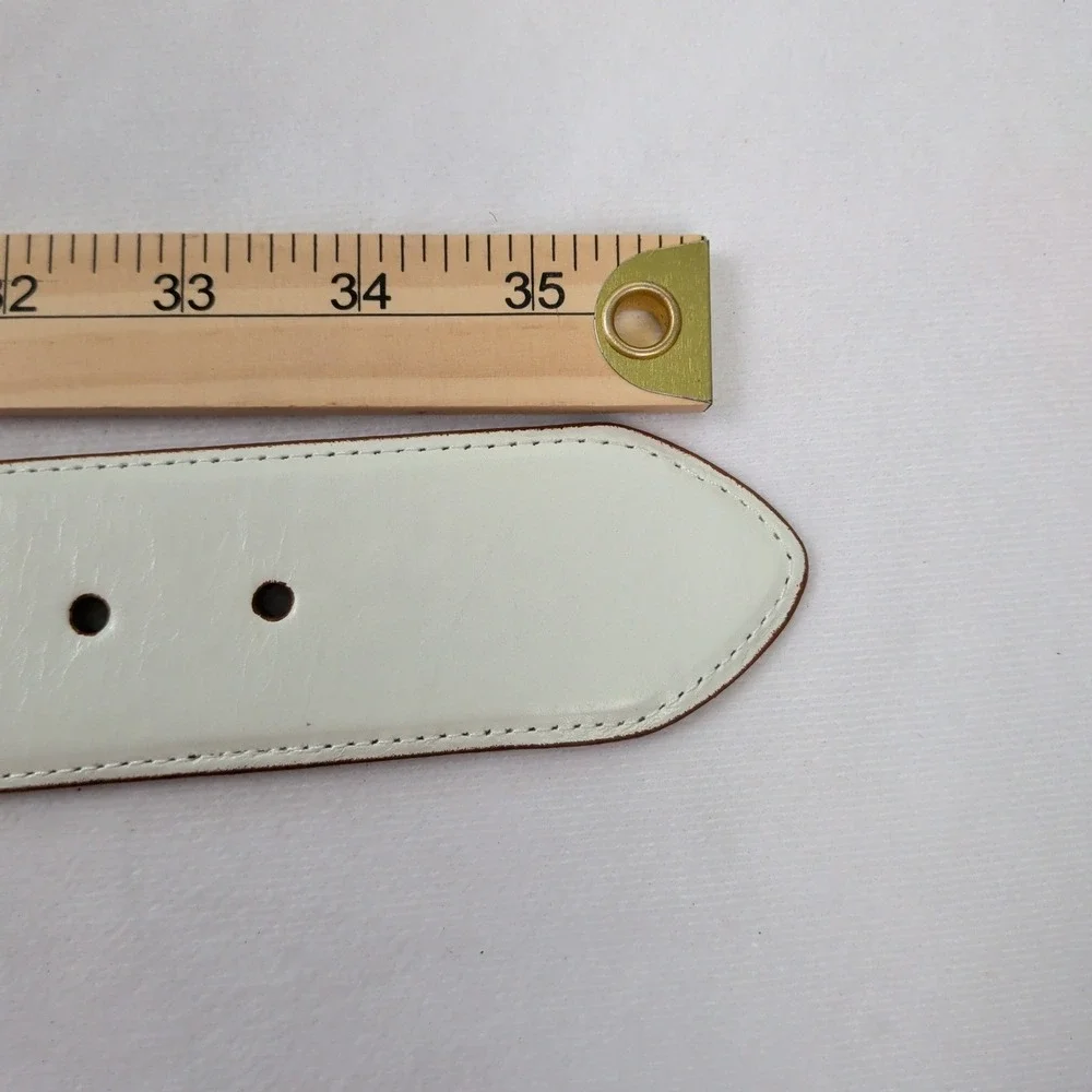 Wide Leather Elastic Cinch Waist Belt M/L Off White Buckle Coastal Prep